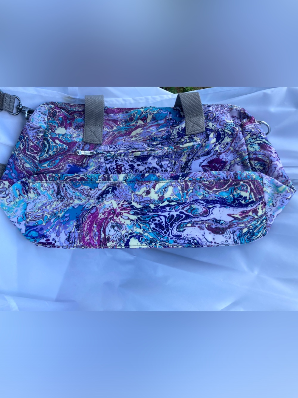 Kipling Cyrene Satchel/Crossbody Bag /Vibrant Swirl Watercolor Pattern /Like New - Picture 10 of 11